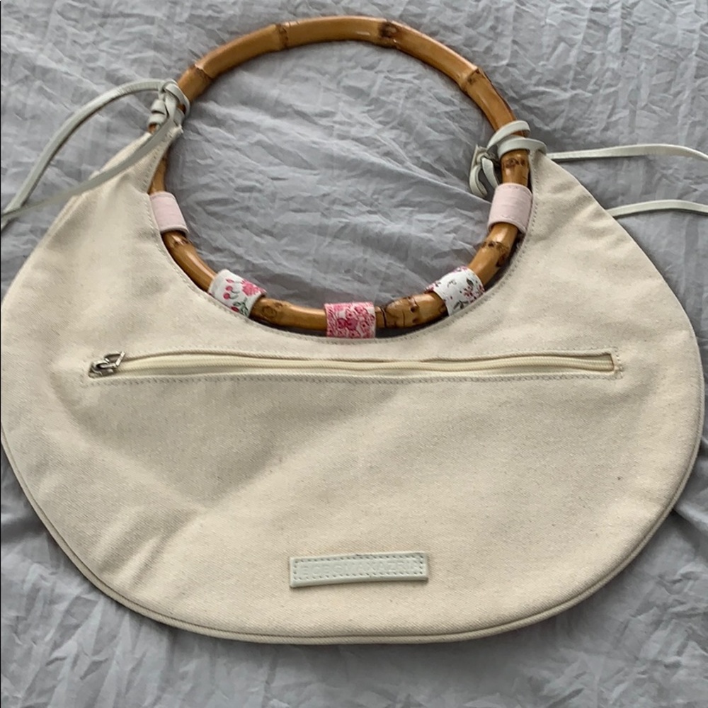Cute BCBG bamboo shabby chic  patchwork tote - Picture 2 of 6